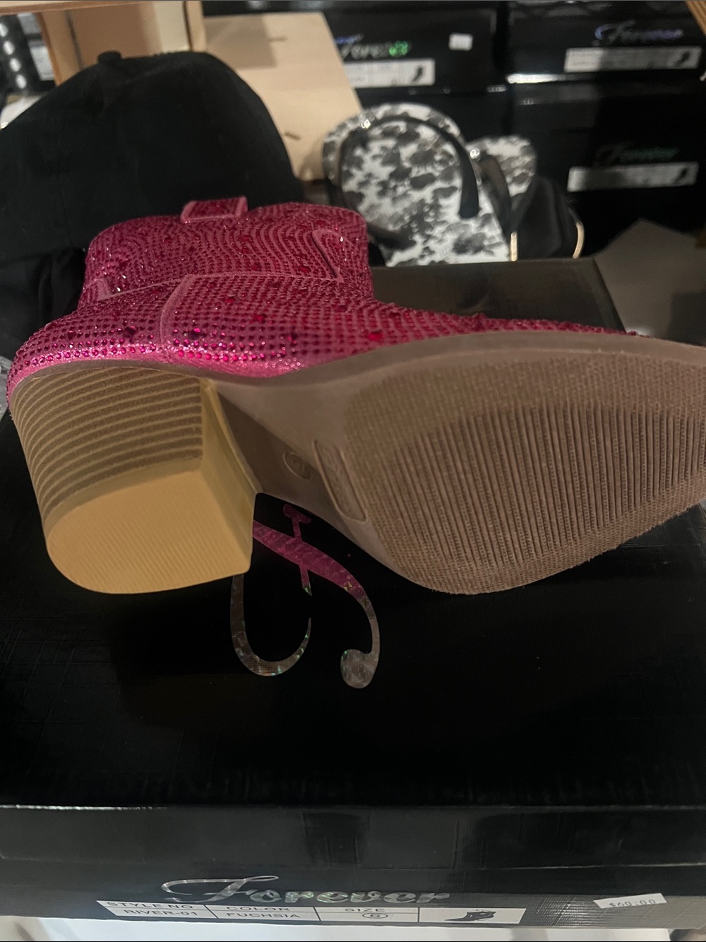 Pink Rhinestone Ankle Boots - Picture 4 of 6